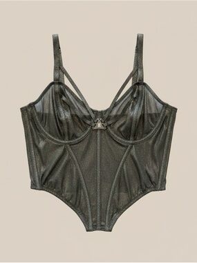 NWT Savage X Fenty Mesh Bustier Forest Green Caged Large